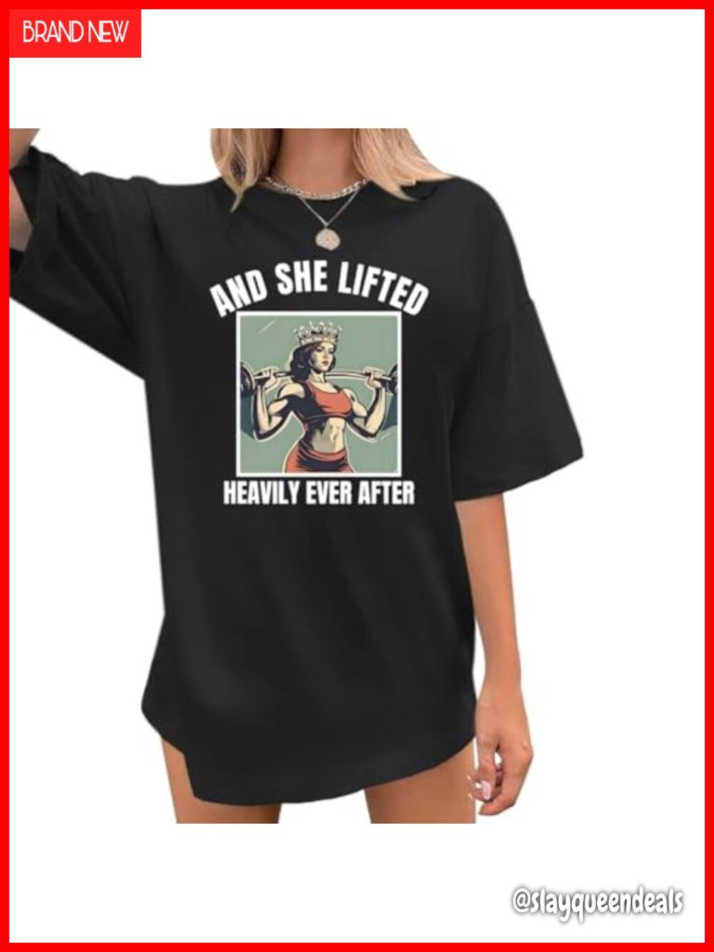 Funny Weightlifting Oversized Gym Tee Cotton Blend Women's Workout T-Shirt